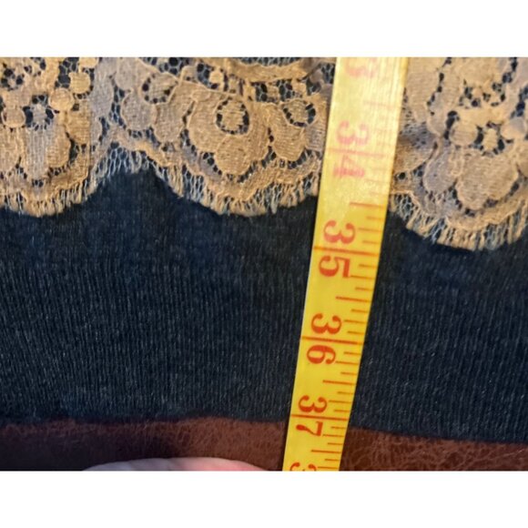 GUARDAROBA  Striped Black Brown Wool Cashmere Angora Sweater Dress Lace Accent - Picture 2 of 7